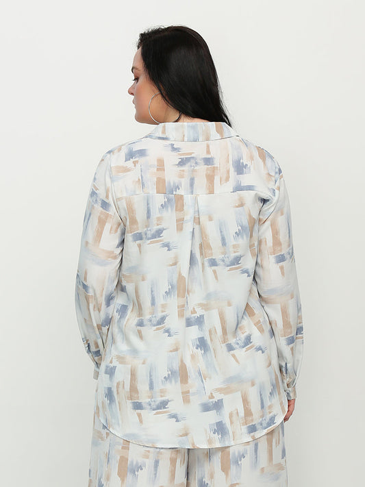 Colorblock Painting Button Blouse