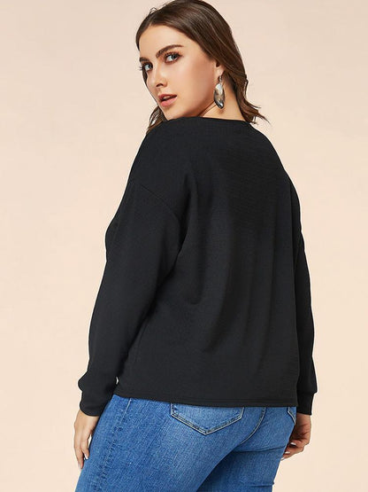 Lace Hollow Out V-neck Solid Color Top