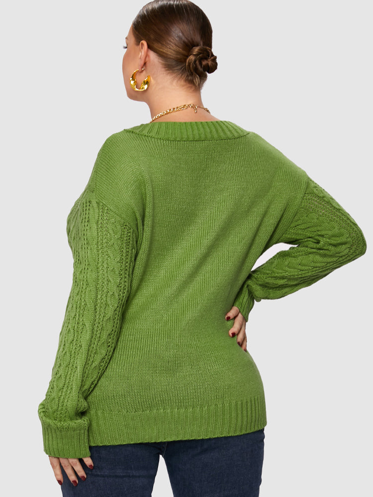 Cable Knit Green Sweater