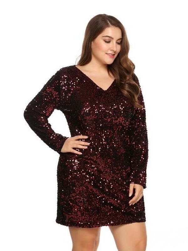 Sequin V-neck Party Dress