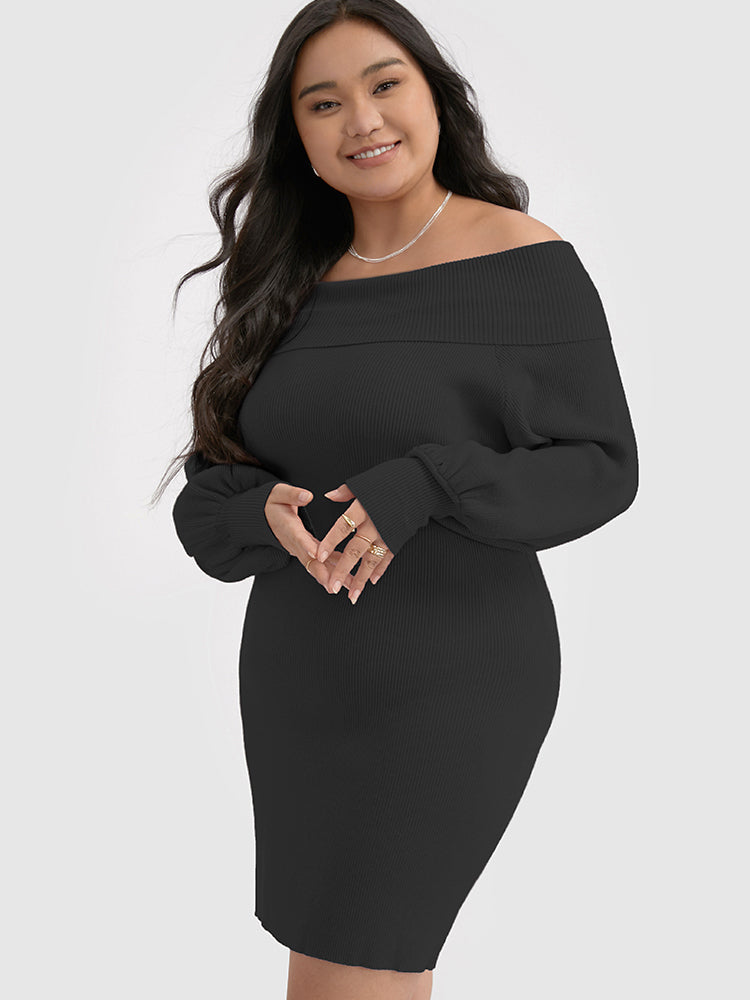 Off Shoulder Bodycon Sweater Dress