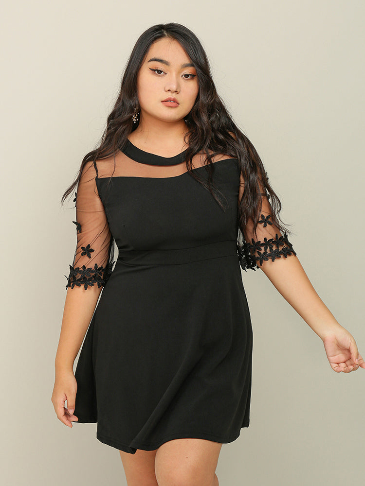 Floral Mesh Stitching Dress