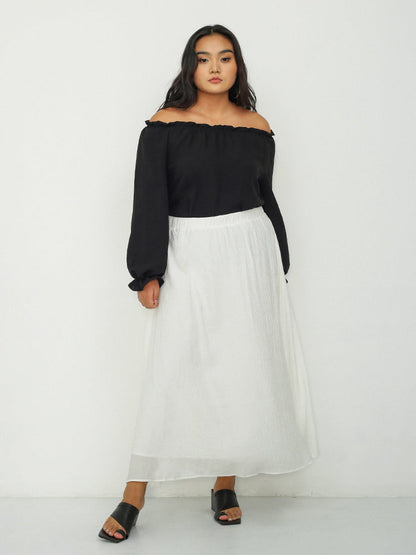 Frill Trim Off Shoulder Top