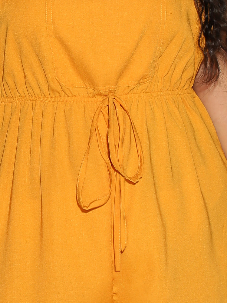 Knotted Shoulder Waist Romper