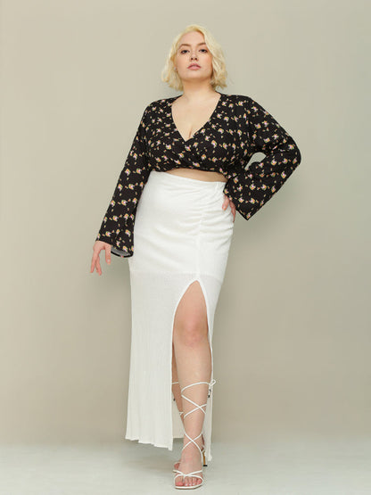 Ditsy Floral V-neck Crop Blouse