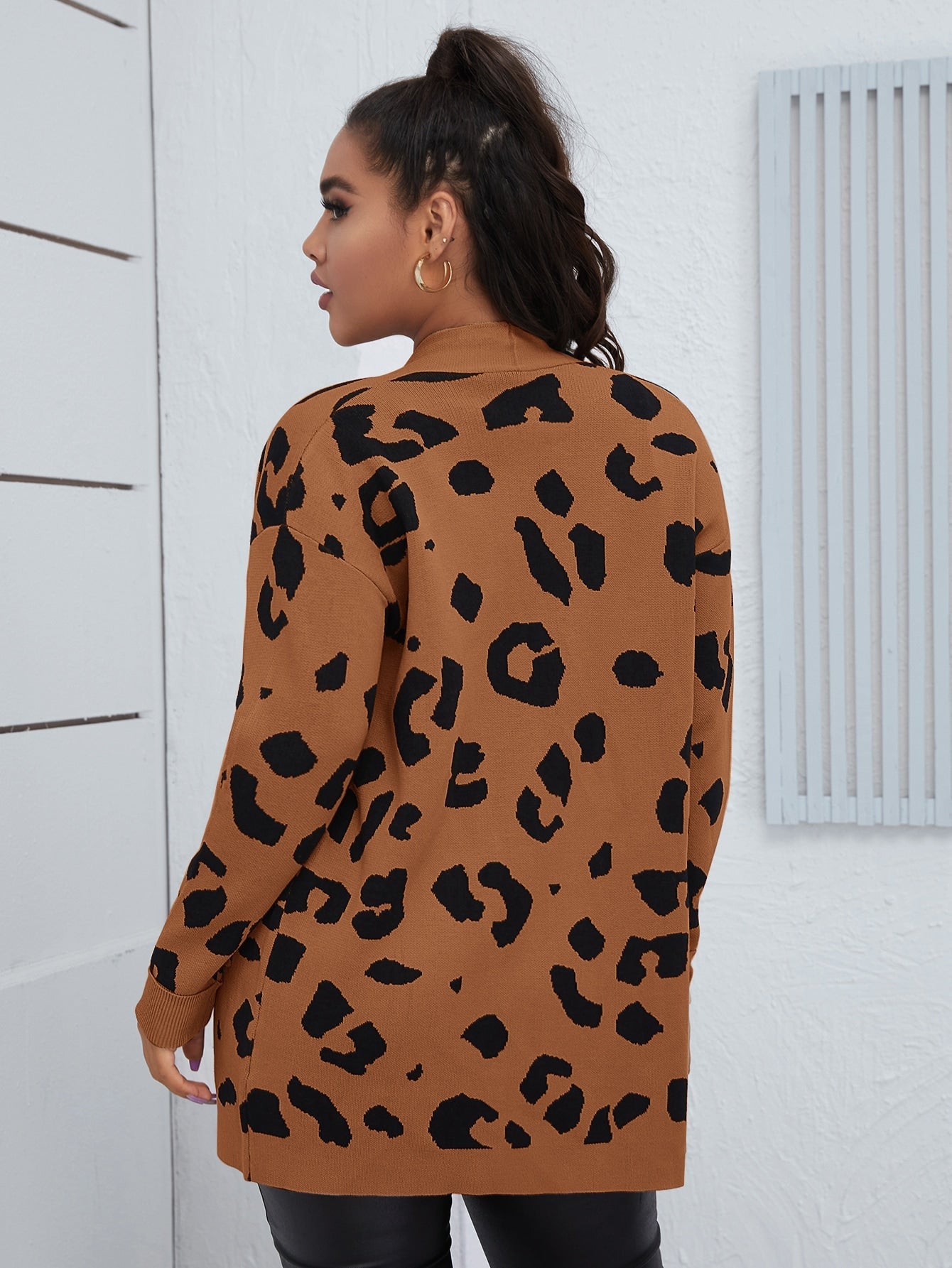 Allover Pattern Open Front Cardigan