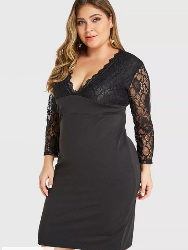Petal V-neck Lace Dress