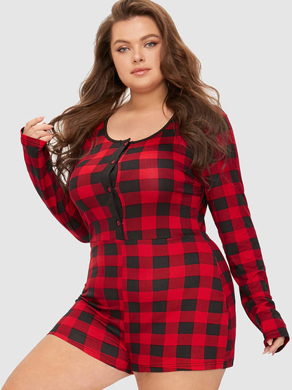 Gingham Button Detail Sleep Romper