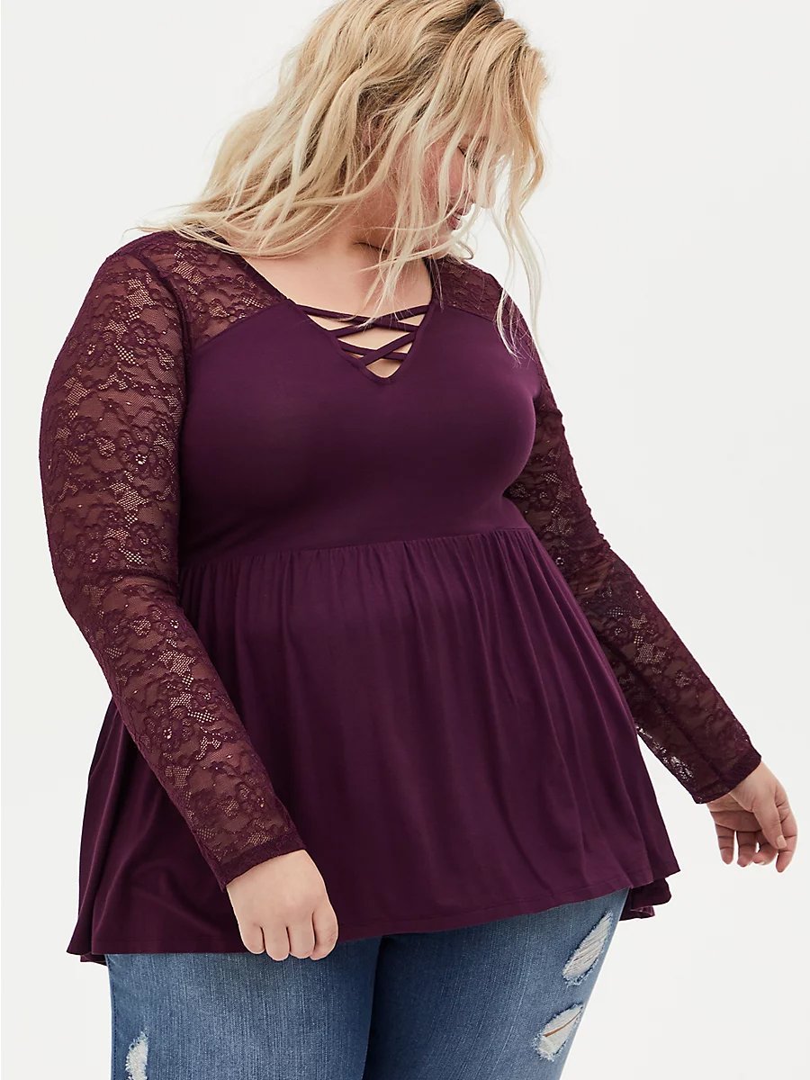 Lace Patchwork Cross Straps Top