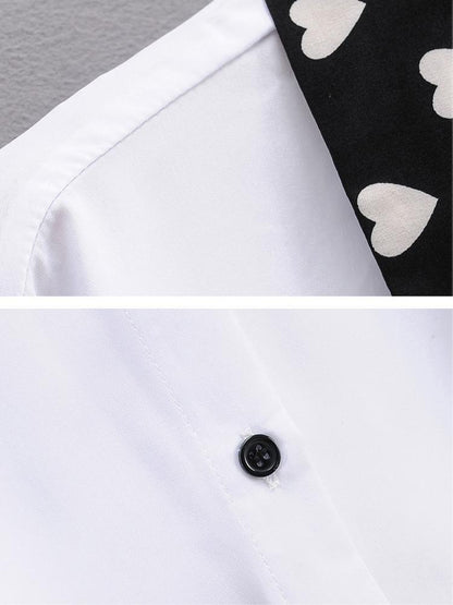 Heart Patchwork Tie Lapel Shirt