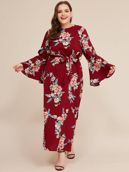 Floral Printed Flared Sleeves Dress