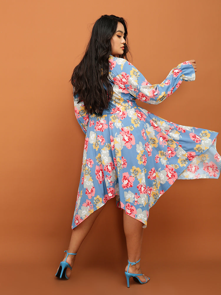 Irregular Hem Floral Dress