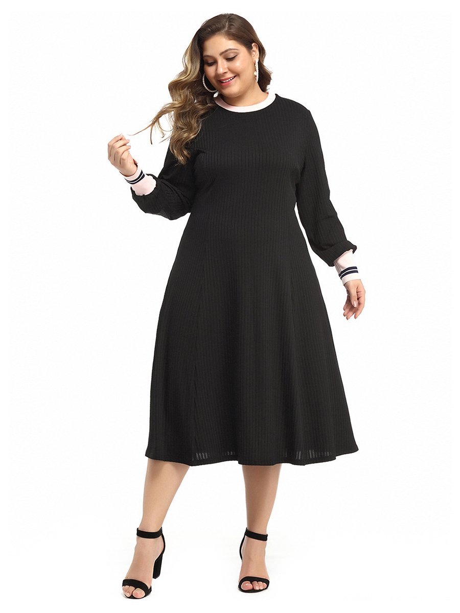 Patchwork Round Neck Knit Dress