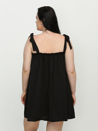 Knotted Shoulder Frill Dress