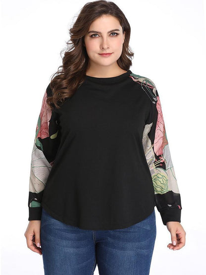 Printed Raglan Sleeves Round Neck T-shirt