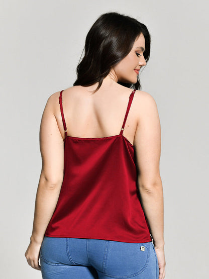 Red Chiffon Backless Cami Tank Top