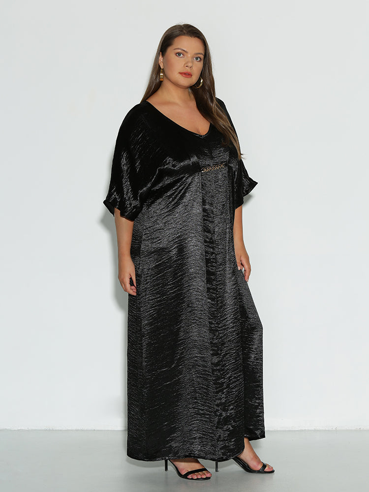Satin Dolman Sleeve Dress
