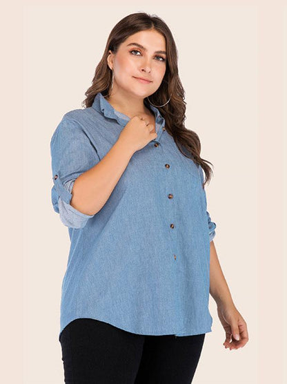 Denim Single Breasted Lapel Shirt