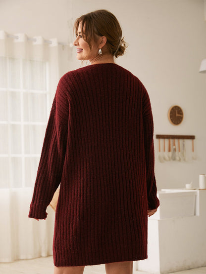 Solid Color Casual Sweater Dress