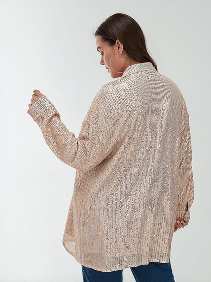 Sequin Pocket Buttons Blouse