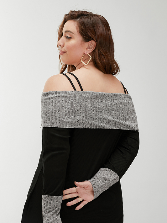 Contrast Color  Backless Regular T-shirt