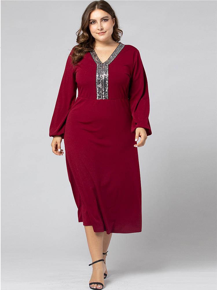 Sequins V-neck Maxi Dress