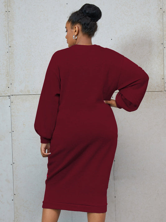 Solid Color Sweatshirt Dress