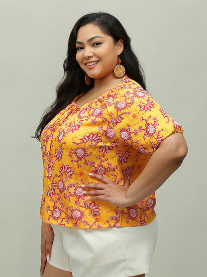 Paisley Floral Drawstring Top