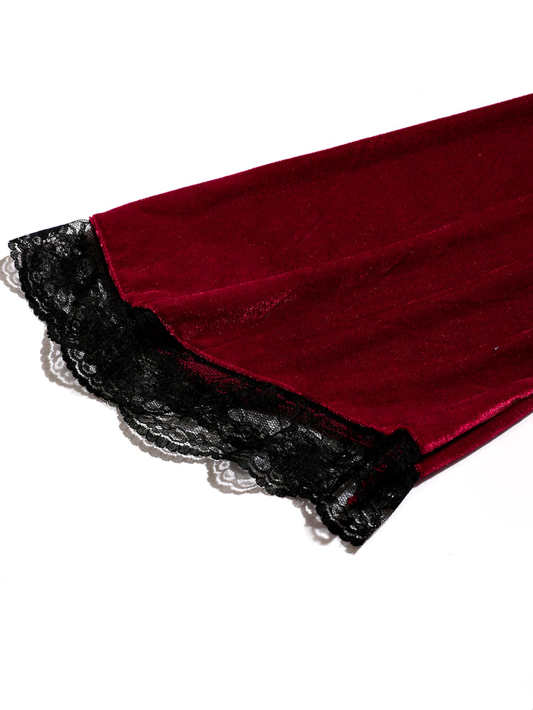 Solid Lace Trim Belted Lounge Dress