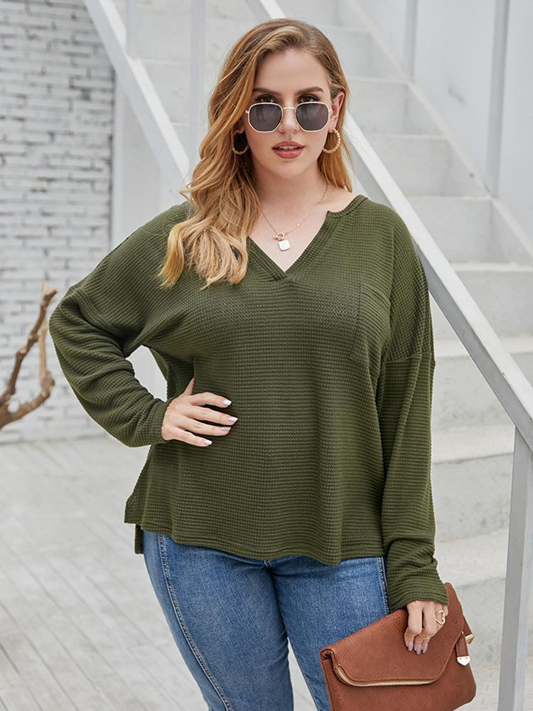 Basic Waffle V-neck T-shirt