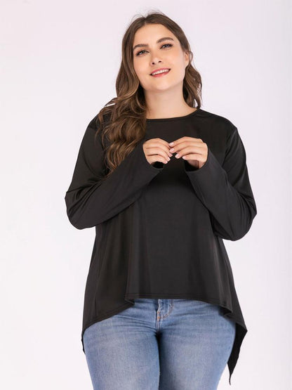 Solid Color Irregular Hem Split Backless T-shirt