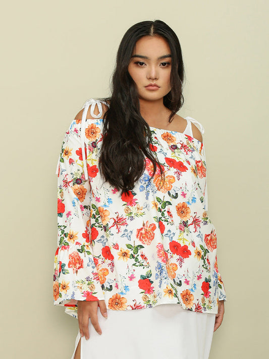 Bell Sleeve Floral Off Should Top