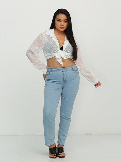 Button See Through Blouse