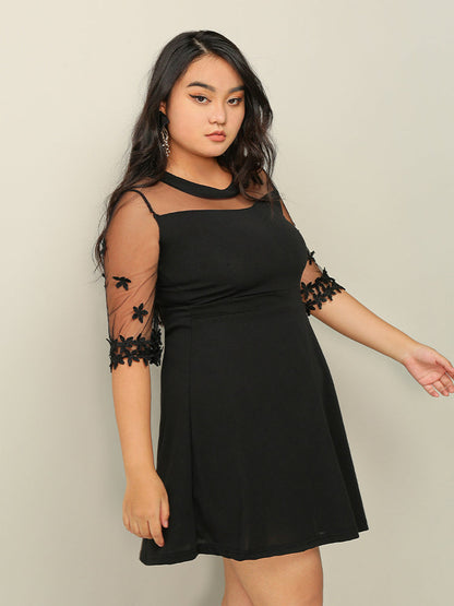 Floral Mesh Stitching Dress