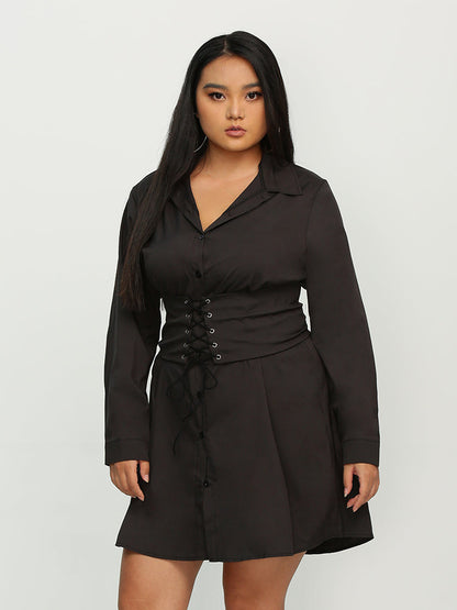 Cross Knotted Button Tiered Dress