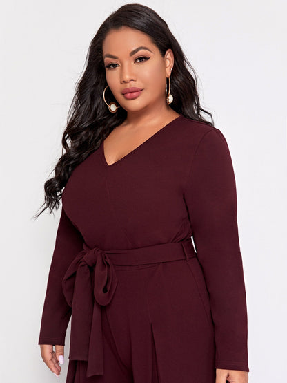 Self Tie Wide Leg Jumpsuit