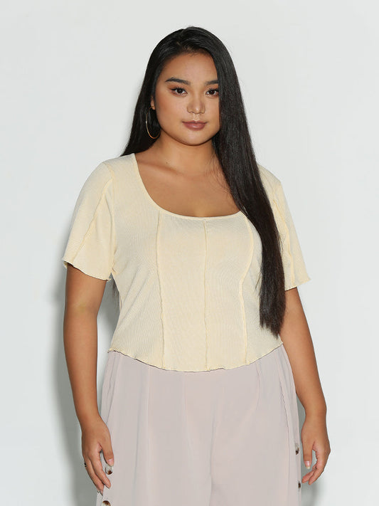 Stitch Wave Trim Sleeve Top