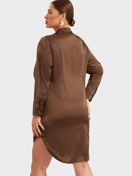 Asymmetrical Hem Shirred Dress