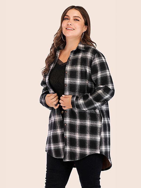 Classic Plaid Single Breasted Lapel Collar Shirt