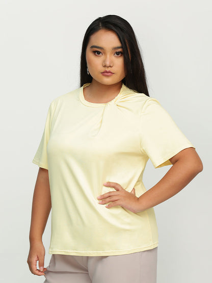 Ruched Neckline Short Sleeve T-Shirt