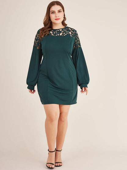 Hollow Out Lantern Sleeve Dress