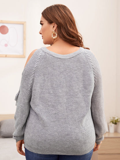 Lace Up Cold Shoulder Sweater
