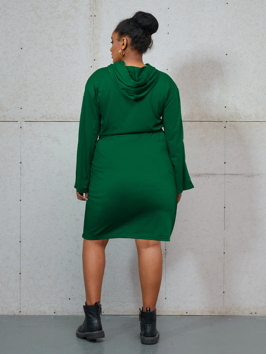 Button Sleeve Knot Sweatshirt Dress