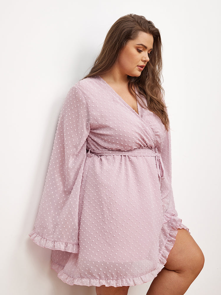 Flared Sleeve Ruffle Dress