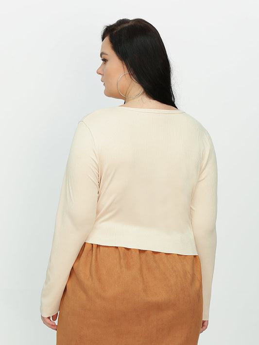 Frill Trim Plain T-shirt