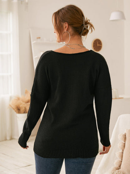 Overlap Collar Wrap Knit Top