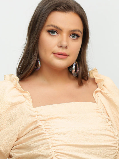 Ruffle Frill trim Puff Sleeve Blouse