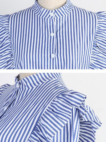 Ruffle Stand Collar Blouse