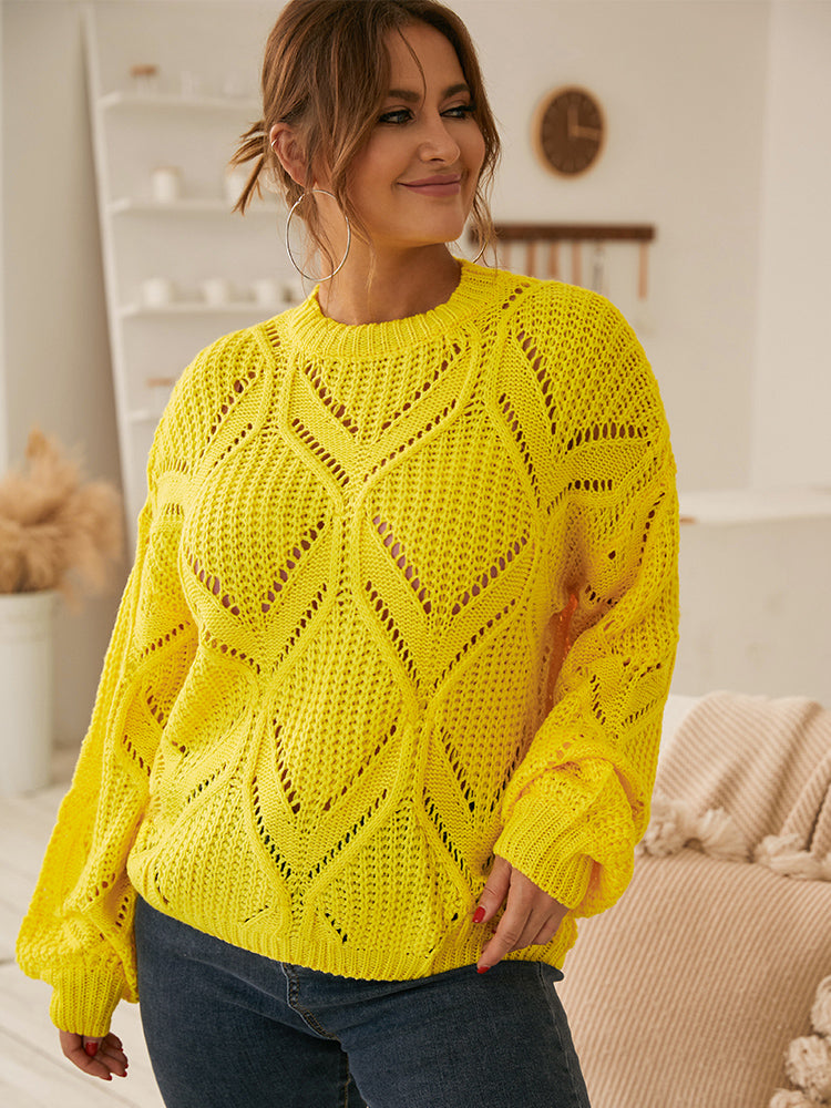 Solid Cut Out Crew Neck Sweater