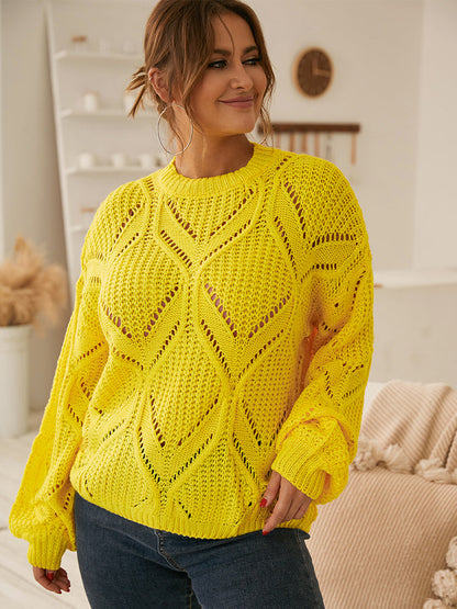 Solid Cut Out Crew Neck Sweater